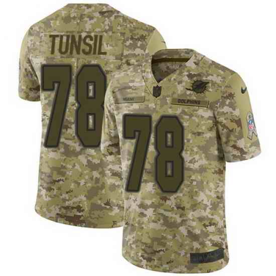 Nike Dolphins #78 Laremy Tunsil Camo Mens Stitched NFL Limited 2018 Salute To Service Jersey